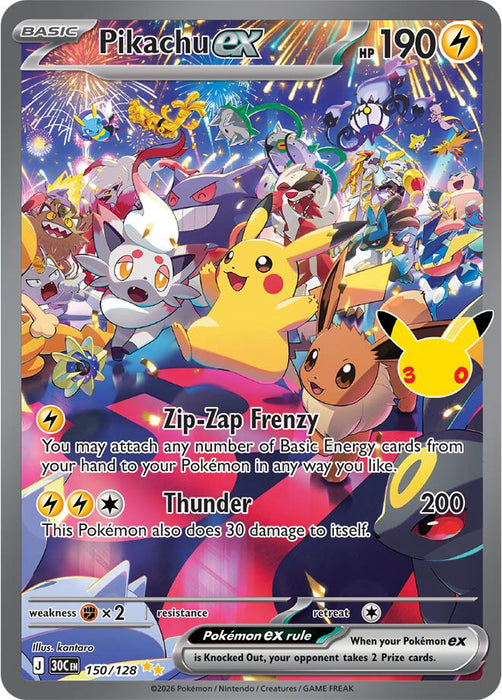 Pokemon: Pikachu ex - 150/128 - ME: 30th Celebration (30C)