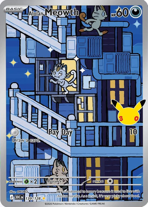 Pokemon: Alolan Meowth 139/128 - ME: 30th Celebration (30C)