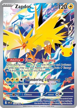 Pokemon: Zapdos - 133/128 - ME: 30th Celebration (30C)