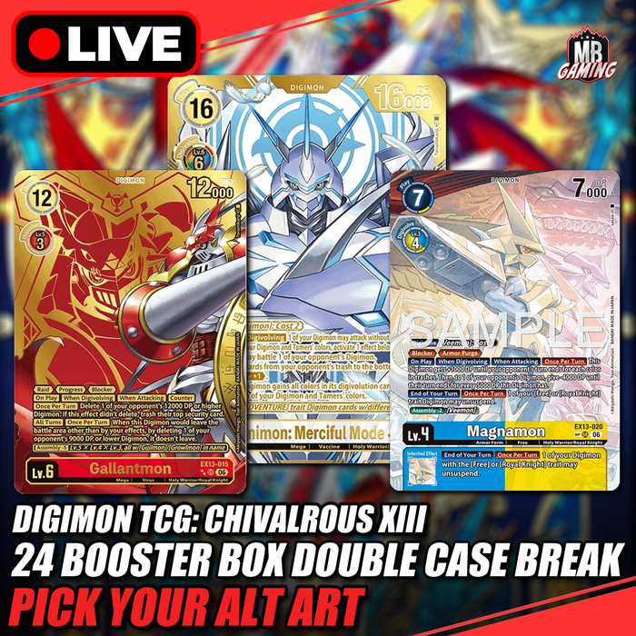 Digimon: Chivalrous XIII (EX-13) - 24 Box Double Case Break - Pick Your Alt