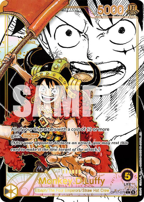 One Piece: Monkey.D.Luffy (079) (Super Leader Alternate Art) - OP17 - Beckett Mint 9
