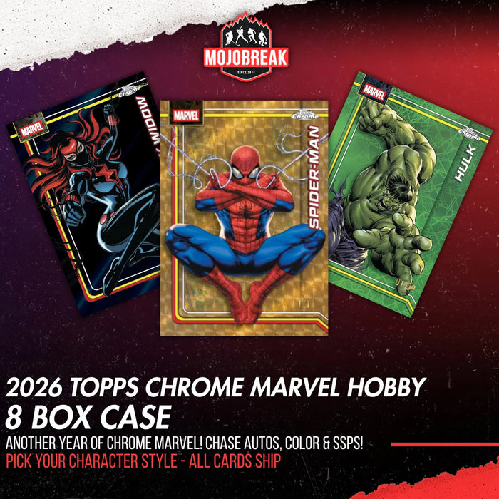 2026 Topps Marvel Comics Chrome Hobby Box 8 Box Case Pick Your Character
