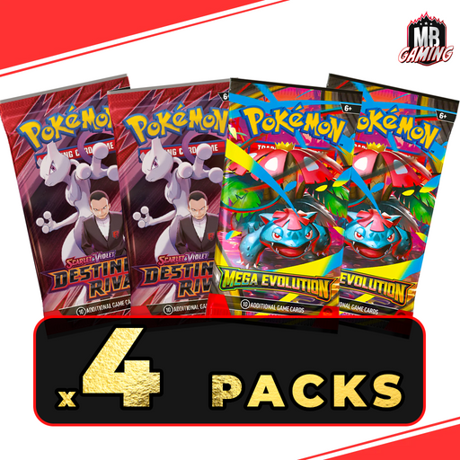 Pokemon: Destined Rivals/Mega Evolution Booster Pack Bundle (4 Packs)