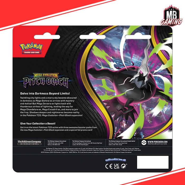 Pokemon: Mega Evolution Pitch Black (ME05) 3-Pack Blister