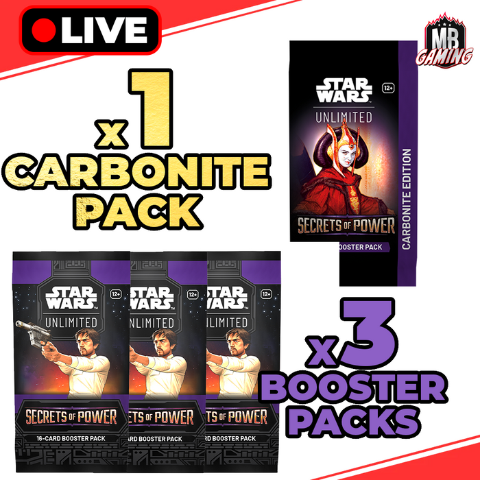 Star Wars Unlimited: Secrets of Power Booster Pack x3 + 1 Carbonite Pack