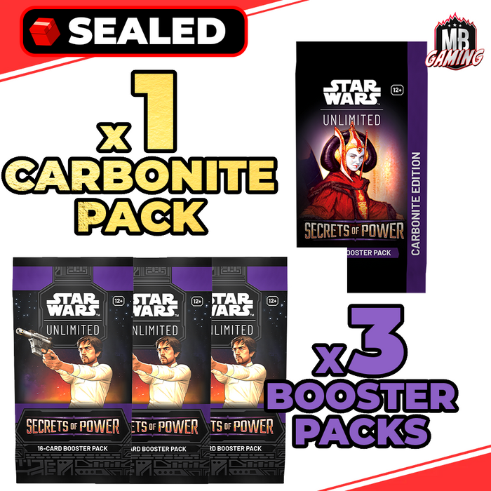 Star Wars Unlimited: Secrets of Power Booster Pack x3 + 1 Carbonite Pack