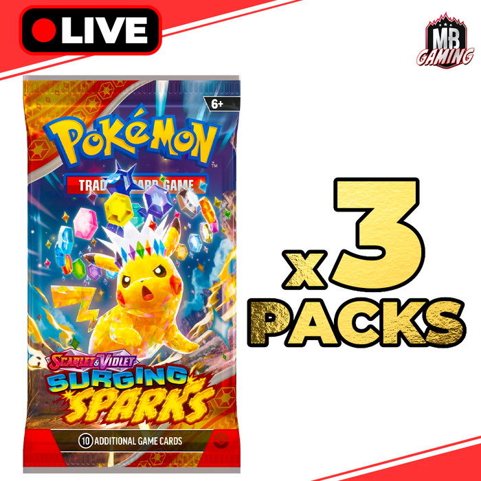 Pokemon: Surging Sparks Booster Pack x3 (SV08)