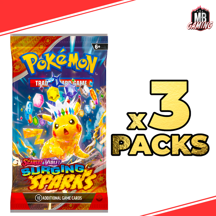 Pokemon: Surging Sparks Booster Pack x3 (SV08)